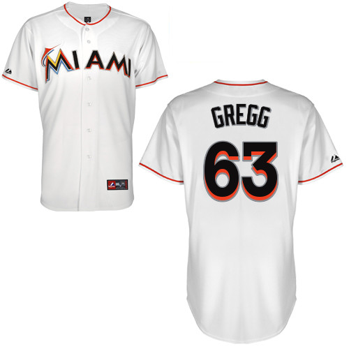 Kevin Gregg #63 Youth Baseball Jersey-Miami Marlins Authentic Home White Cool Base MLB Jersey